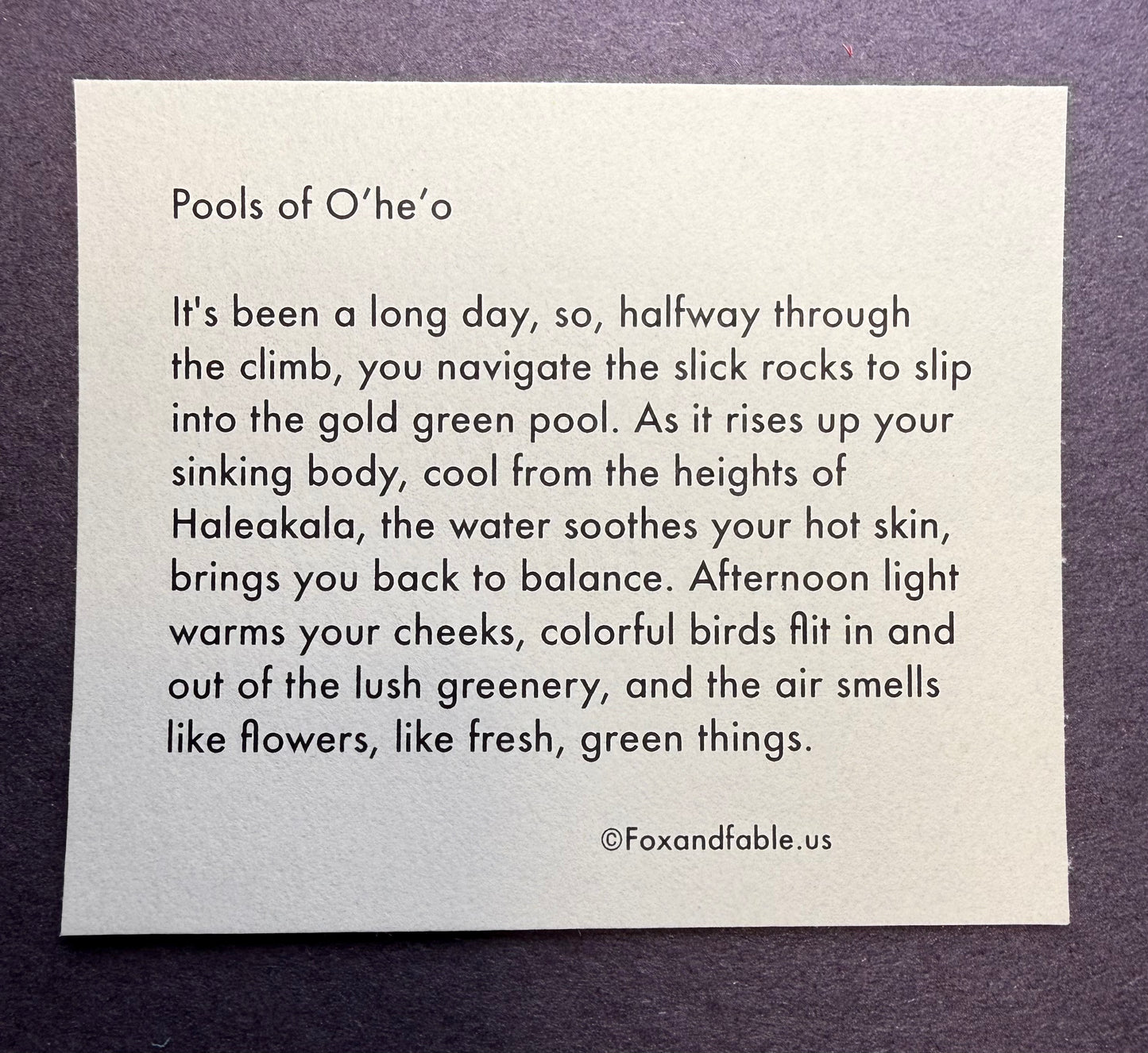 Pools of O'he'o