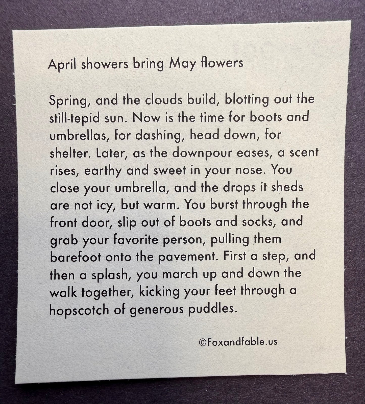 April showers bring May flowers