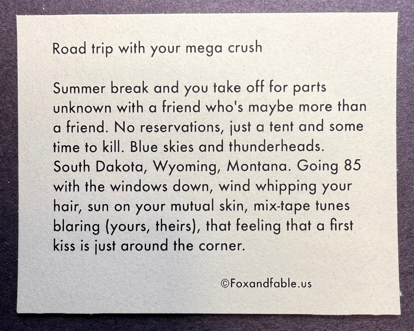 Road trip with your mega crush