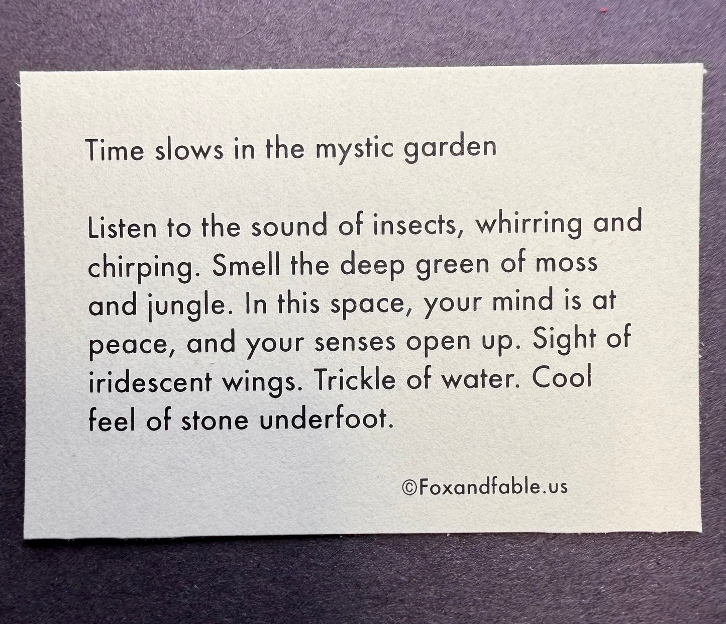 Time slows in the mystic garden, a meditative purse charm