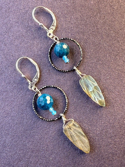 The rhyme of leaves and insect wings, a pair of earrings